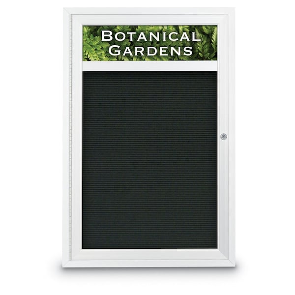 Indoor Enclosed Combo Board, 42"x32", Black Frame/White Porc & Cloud